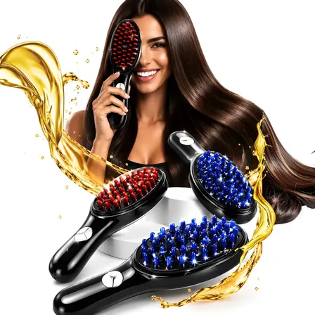Escova Massageadora Terapêutica Capilar 4 Em 1 Led Cabelo