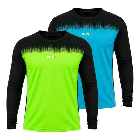 Kit 2 Camisa Manga Longa Sublimadas Masculina Academia Runit