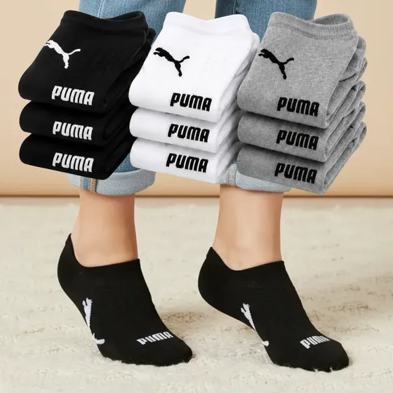 Kit Com 9 Pares Meias Sapatilha Invisível Ou Cano Curto Puma