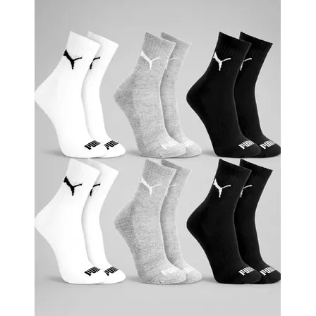 Kit 6 Pares Meia Puma Masculina Cano Médio Alto Longo Branca