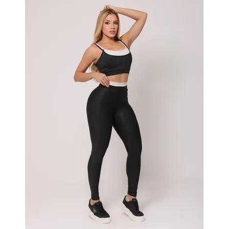 Conjunto Blackout Zero Transparência Legging Bolso E Cropped