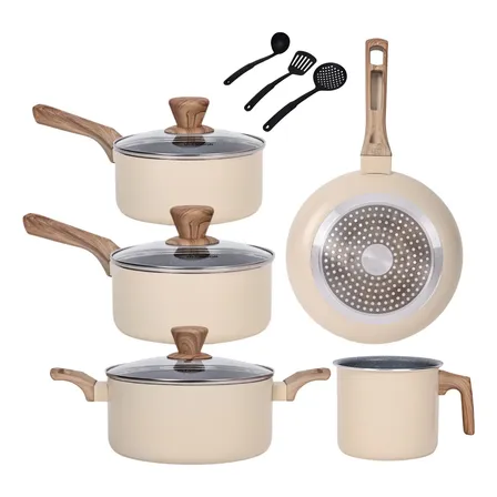Conjunto Panelas Cerâmica Antiaderente Indução Gas 8 Peças