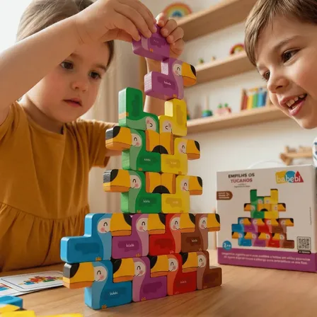 Brinquedo Educativo Jogo Equilibrio Empilhe Tucano Portátil