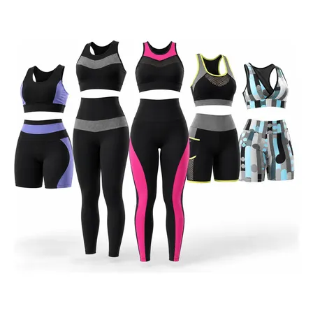 Kit 5 Conjuntos Fitness Feminino Sortidos Academia