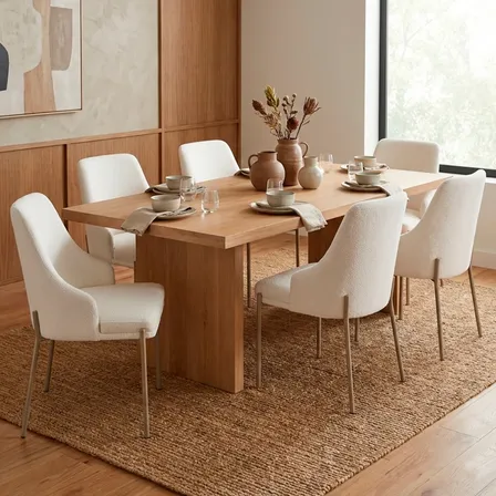 Cadeira De Mesa De Jantar Bouclé Luxuosa Base Ferro Moderna