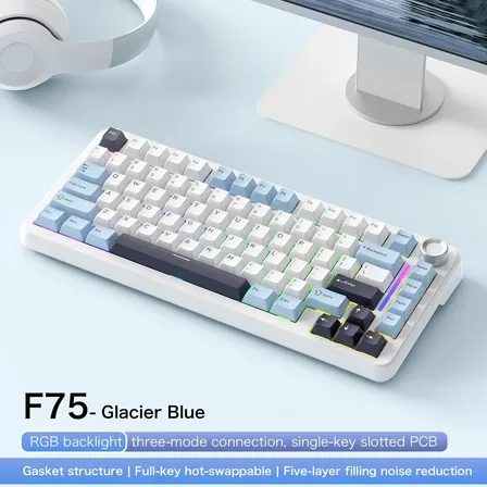 Teclado Mecânico F75 Sem Fio 75% Rgb