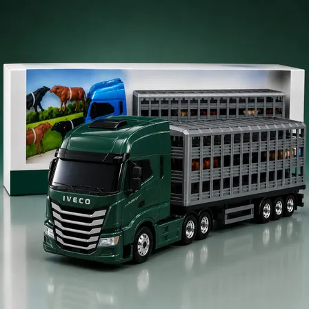 Caminhão Boiadeiro Iveco S-way Angus 53cm C/ Bois Cor Verde-escuro