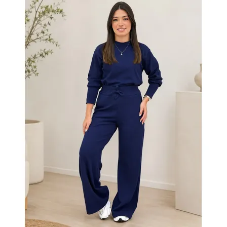 Conjunto Feminino Comfy Blusa Manga Longa E Calça Pantalona