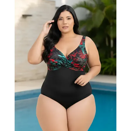 Maiô Plus Size Body Natação Hidroginástica Feminino Com Bojo