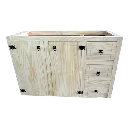 Balcão De Pia 87x120x50 Madeira Pinus Estilo Rustico Cozinha