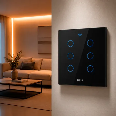 Interruptor Smart Wi-fi 6 Botões Touch Preto Neo By Avant