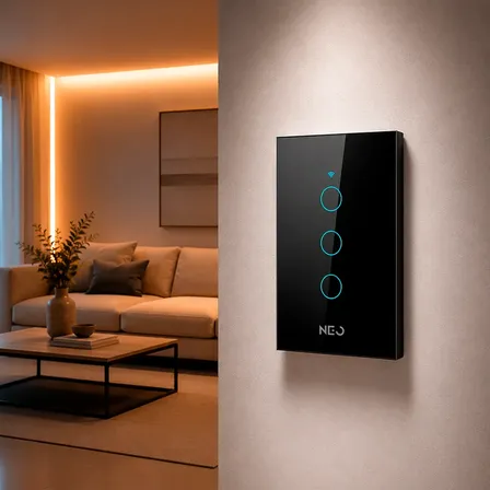 Interruptor Smart Wi-fi 3 Botões Touch Preto Neo By Avant
