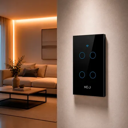 Interruptor Smart Wi-fi 4 Botões Touch Preto Neo By Avant