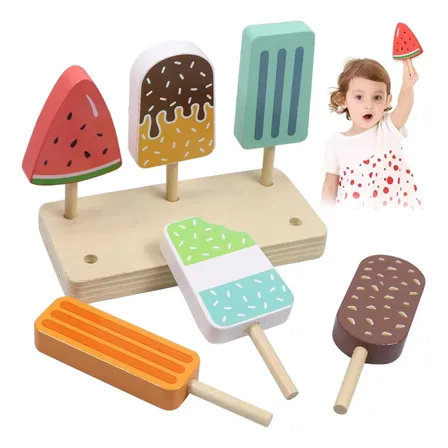 Comidinha De Brinquedo Infantil De Madeira Picolé 6 Peças