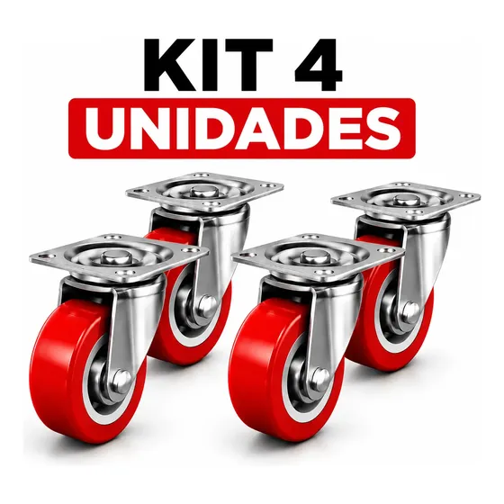 Rodinhas Para Moveis Kit Rodizio Giratorio 4 Peças 200kg
