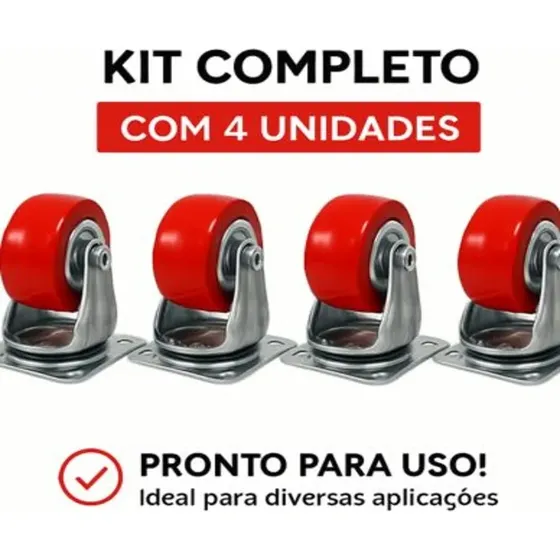Rodinhas P Moveis Pesados Kit Rodizio Giratorio 4 Un 400kg