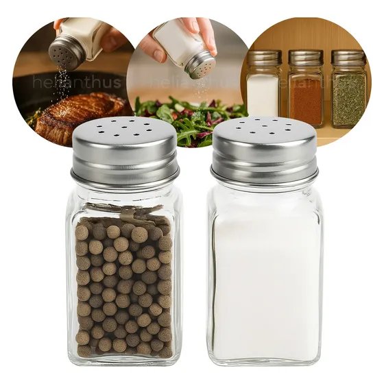 Kit Saleiro E Pimenteiro Vidro E Inox Porta Temperos De Mesa