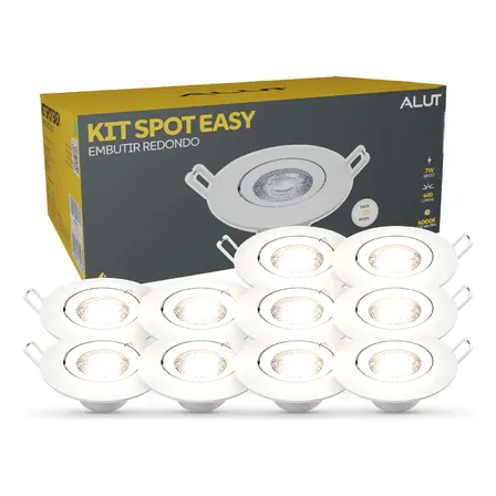Kit 10 Spot Led Easy 7w 4000k Bivolt Embutir Redondo Alut