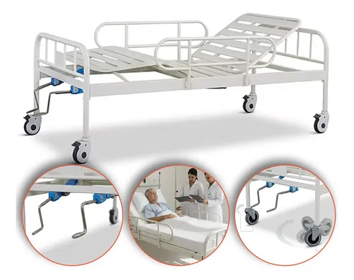 Cama Hospitalar 02 Manivelas Suporta Até 180 Kg Supermedy