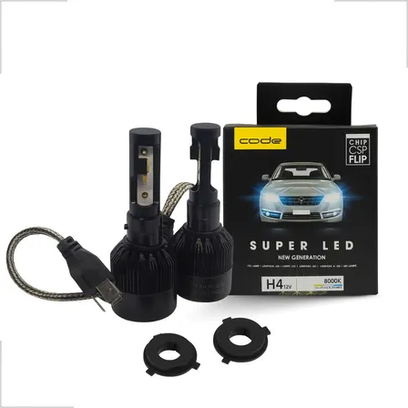 Par Lâmpada Super Led H4 8000k 12v Alto Baixo Tech One Code