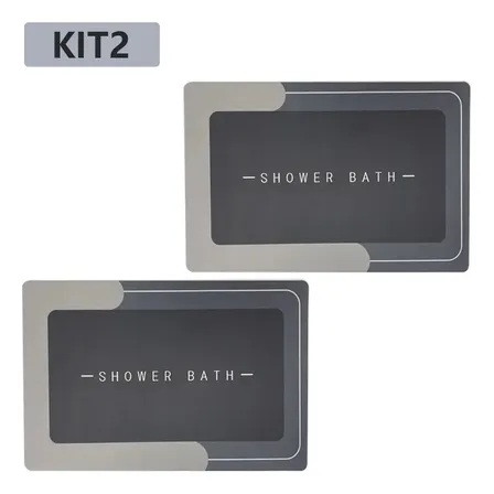Kit2 Tapetes Para Banheiro Tapete Mágico Ultra Para Absorçã Cinza-escuro Tapetes Para Banheiro