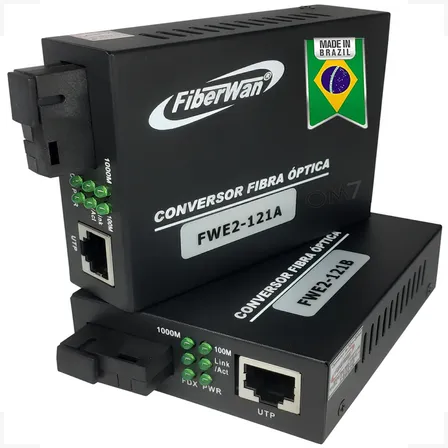 Par De Conversor Mídia Fibra Optica 121a E 121b Giga Sc Rj45