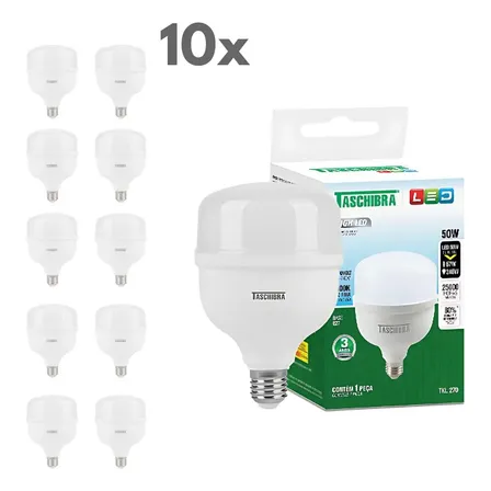 Kit 10 Lampadas High Led 50w Tkl 270 Autovolt 6500k