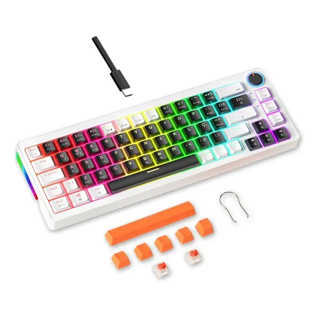 Teclado Mecânico 68 Teclas Abnt2 Rgb - Jogos E Escritório