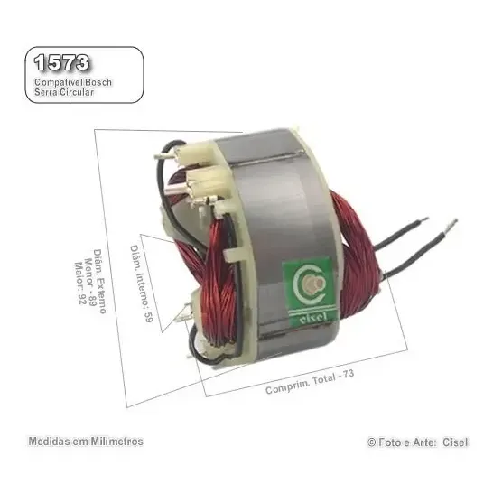 Bobina Compatível Bosch 1573 Gks 7-1/4 Serra Circular- 110 V
