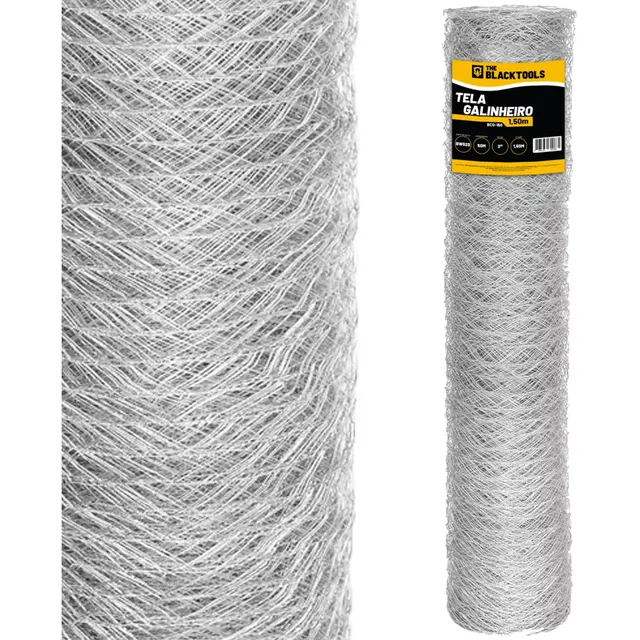 Tela Galinheiro Malha 2 Fio 23 50m X 1,50m Galvanizada horta