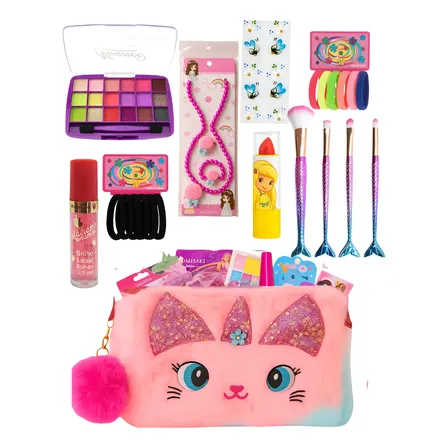 Kit Completo Maquiagem Princesinha Luxo Necessaire Pelúcia
