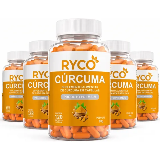 5x Potes 600 Cápsulas Cúrcuma Extra Pura 500mg