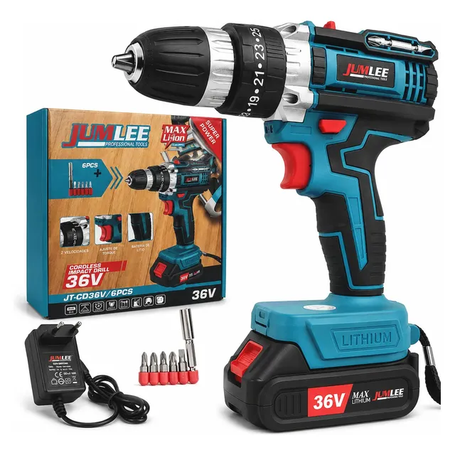 Parafusadeira E Furadeira À Bateria 36v Sem Fio Bivolt Azul-celeste 50hz/60hz 127/220v