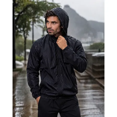 Jaqueta Corta Vento Masculina Impermeável Capuz Zíper Bolso