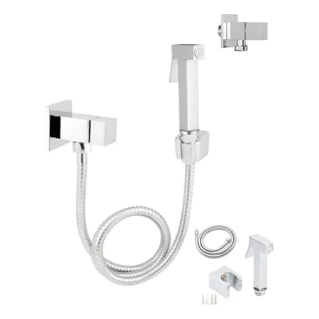 Ducha Higiênica Inox Quadrada Banheiro Lavabo Luxo Cromado