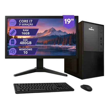 Pc Computador Completo Intel I7 16gb 480gb 500w Monitor 19
