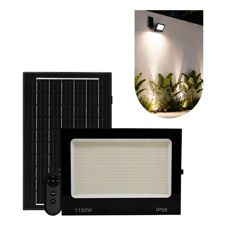 Refletor Solar Holofote Placa 1100w Bateria Led Prova Dágua