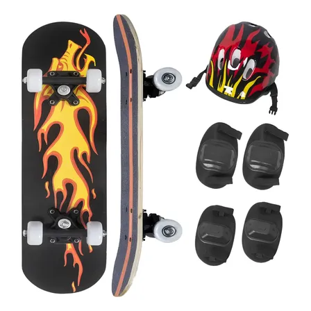 Skate Radical Pequeno C/capacete Joelheiras -fuego Naranja
