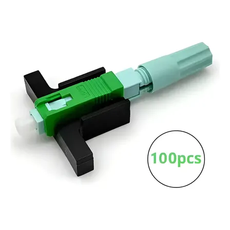 Kit 100 Pçs - Conector Fibra Óptica De Campo Sc/apc - Rosca