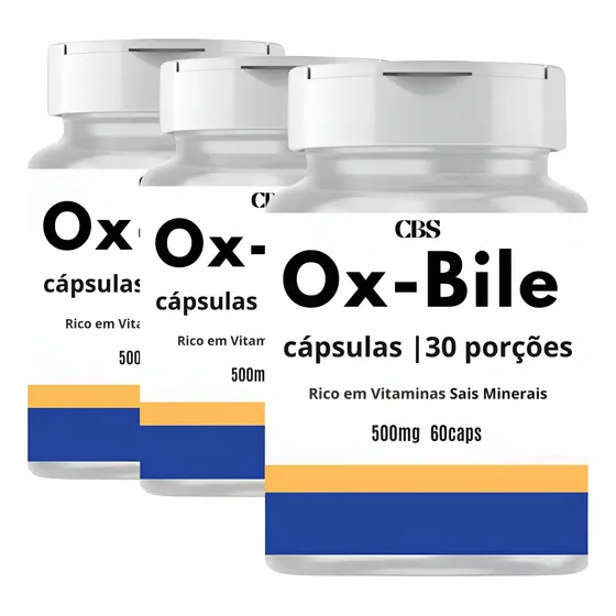 3x Ox Bile Original 60 Cápsulas - Fórmula Avançada Oxbile