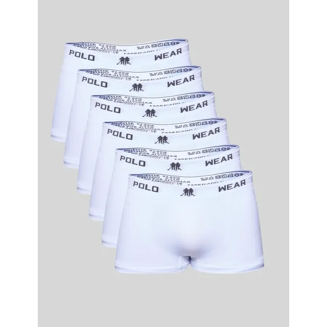 Kit 6x1 Cueca Polo Wear Boxer Microfibra Basic Branco Liso G