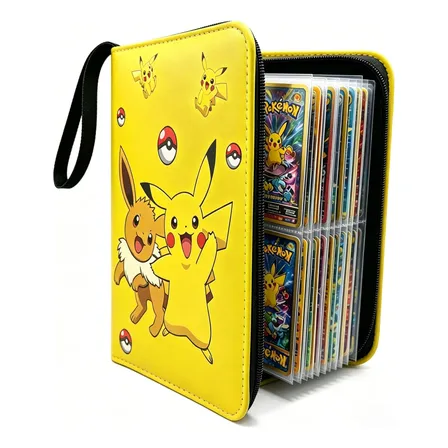 Pasta Fichário Pokémon Pikachu Tcg 400 Cartas 50 Folhas