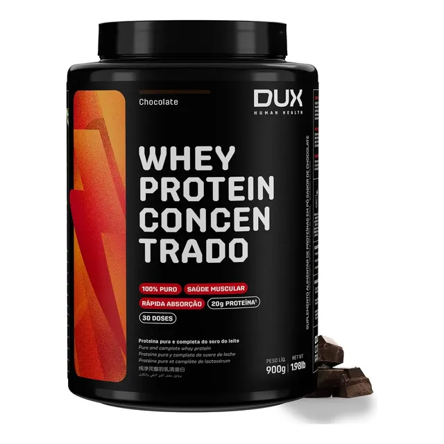 Whey Protein Concentrado Dux Sport Fitness Pó 900g Chocolate