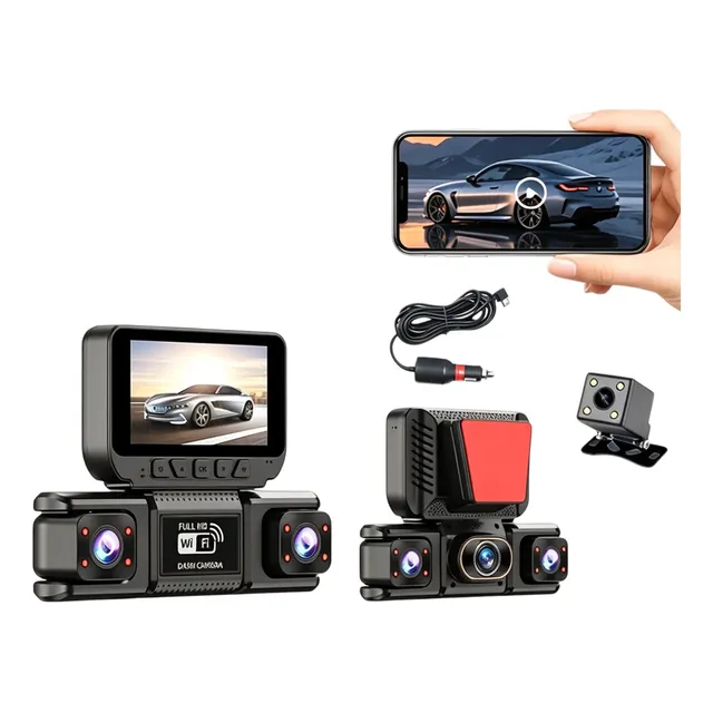 Câmera Veicular 4 Lentes 360° Wifi Full Hd 1080p