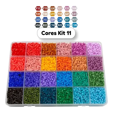 Conjunto Hama Beads 10.000 Pçs 24 Cores 2,6mm E Organizadora