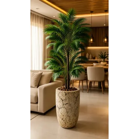 2 Folhagem Coqueiro Planta Grande Decoração Sala 130 Cm