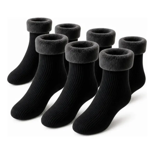 Kit 6 Pares Meia Térmica Grossa Quente Inverno Frio Forrada Preto Kit 3 Pares 34-44