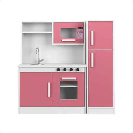 Mini Cozinha Infantil Completa Criança Mdf Fogão Geladeira Rosa