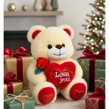 Urso De Pelúcia 35cm Com Coração Love You Presente Namorados