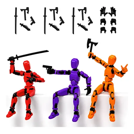 Kit 3 Bonecos Articulado Dummy 13 Decoração + Armas Completo